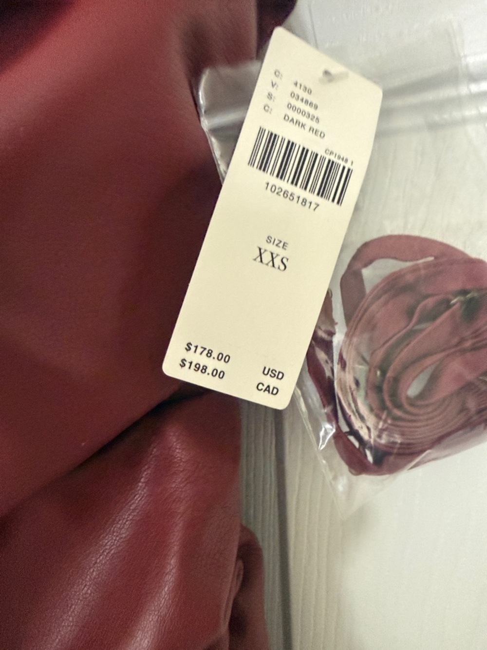 NWT Anthropologie Strapless Wine Red faux leather dress - Picture 3 of 9